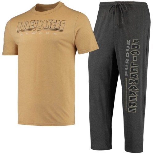 Purdue Boilermakers Concepts Sport Meter T-Shirt & Pants Sleep Set - Heathered Charcoal/Gold