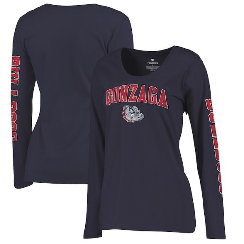 Gonzaga Bulldogs Fanatics Branded Women's Arch Over Logo Scoop Neck Long Sleeve T-Shirt - Navy