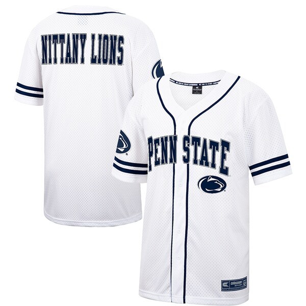 Penn State Nittany Lions Colosseum Free Spirited Baseball Jersey - White/Navy