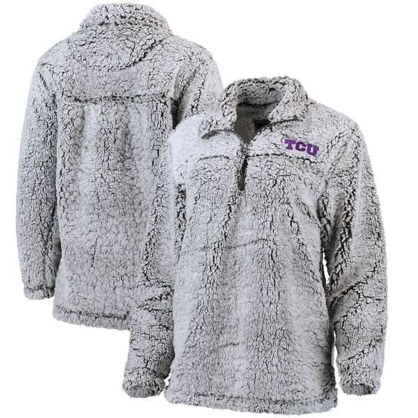 TCU Horned Frogs Women's Sherpa Super Soft Quarter Zip Pullover Jacket - Gray