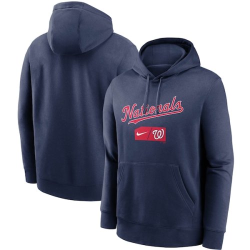 Washington Nationals Nike Team Lettering Club Pullover Hoodie - Navy