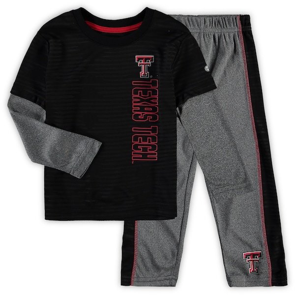 Texas Tech Red Raiders Colosseum Toddler Bayharts Long Sleeve T-Shirt and Pants Set - Black/Heathered Gray