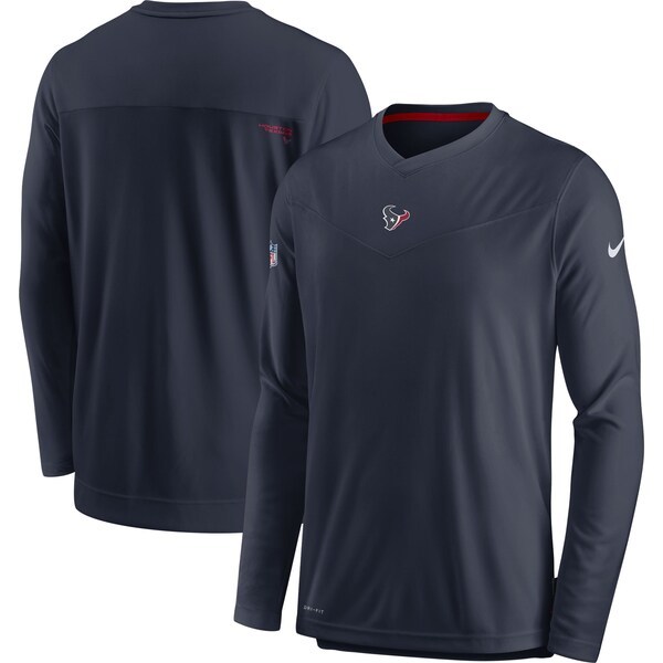 Houston Texans Nike Sideline Coaches Performance Long Sleeve V-Neck T-Shirt - Navy