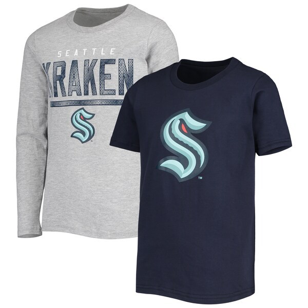 Seattle Kraken Youth T-Shirt Combo Set - Deep Sea Blue/Heathered Gray