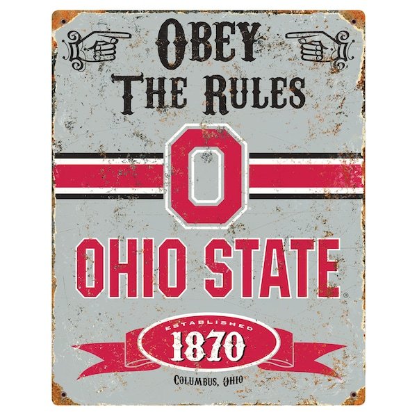 Ohio State Buckeyes 14.5'' x 11.5'' Embossed Metal Sign