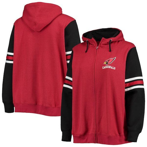 Arizona Cardinals Fanatics Branded Women's Plus Size Primary Logo Script Full-Zip Hoodie - Cardinal/Black