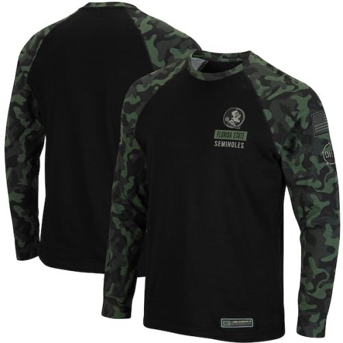 Florida State Seminoles Colosseum OHT Military Appreciation Camo Raglan Long Sleeve T-Shirt - Black