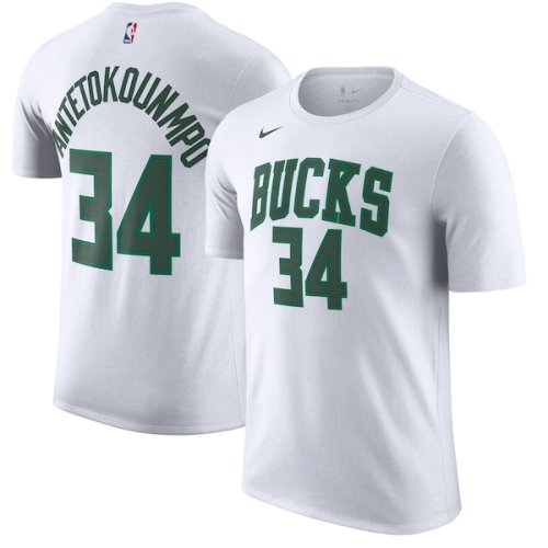 Giannis Antetokounmpo Milwaukee Bucks Nike 2021/22 City Edition Name & Number T-Shirt - White