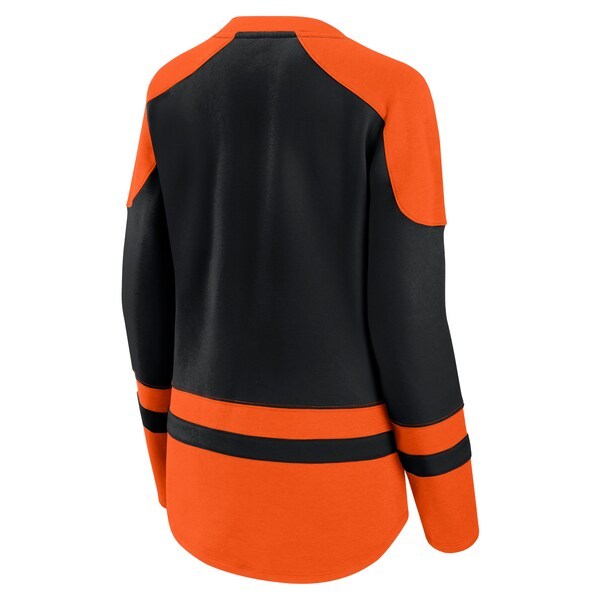 Philadelphia Flyers Fanatics Branded Women's Net Gain Fleece V-Neck Pullover Sweatshirt - Black/Orange