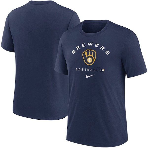 Milwaukee Brewers Nike Authentic Collection Tri-Blend Performance T-Shirt - Navy