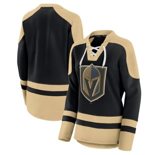 Vegas Golden Knights Fanatics Branded Women's Net Gain Fleece V-Neck Pullover Sweatshirt - Black/Gold