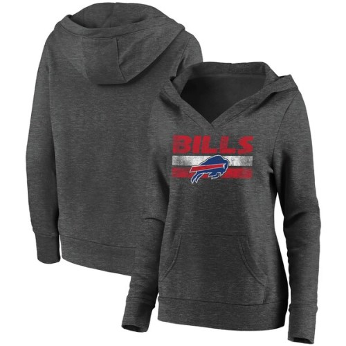 Buffalo Bills Fanatics Branded Women's First String V-Neck Pullover Hoodie - Heathered Charcoal