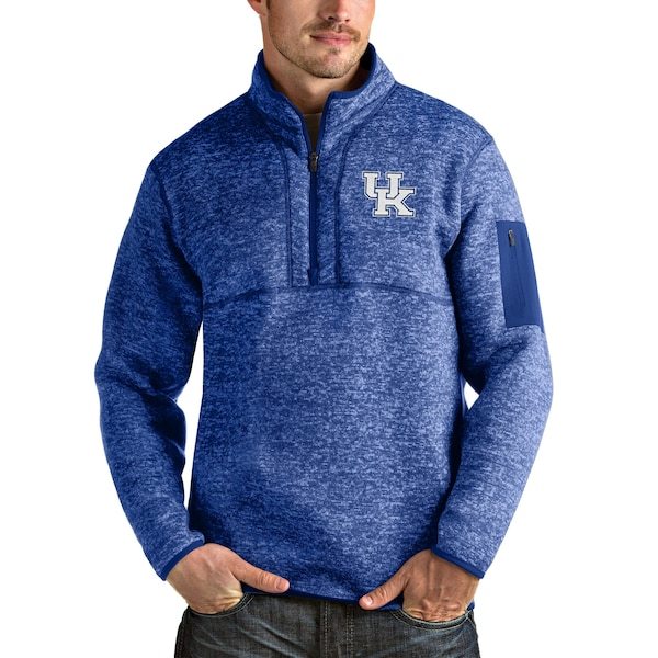 Kentucky Wildcats Antigua Fortune Half-Zip Pullover Jacket - Heathered Royal