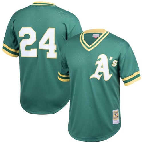 Rickey Henderson Oakland Athletics Mitchell & Ness Cooperstown Collection Big & Tall Mesh Batting Practice Jersey - Green