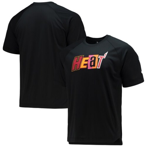 Miami Heat Nike 2021/22 City Edition Pregame Warmup Shooting Raglan Performance T-Shirt - Black
