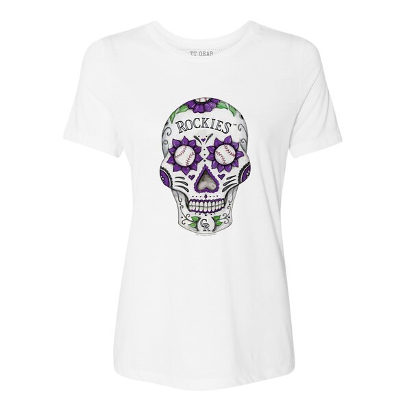 Colorado Rockies Tiny Turnip Women's Sugar Skull T-Shirt - White
