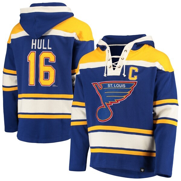 Brett Hull St. Louis Blues '47 Retired Player Name & Number Lacer Pullover Hoodie - Blue