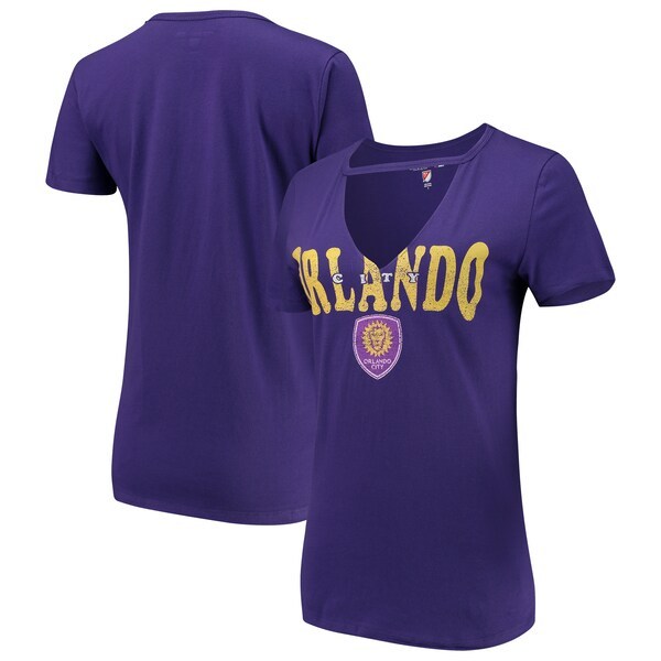Orlando City SC 5th & Ocean by New Era Women's Athletic Baby V-Neck T-Shirt - Purple