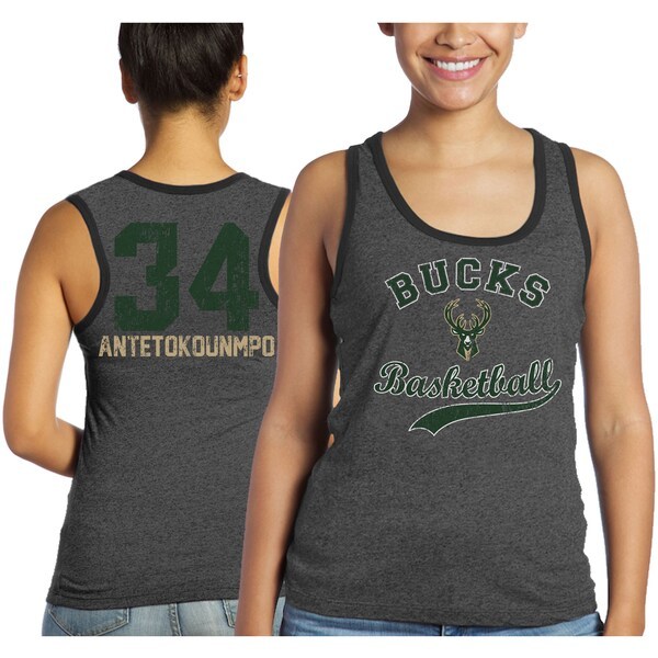Giannis Antetokounmpo Milwaukee Bucks Majestic Threads Women's Name and Number Tri-Blend Tank Top - Black