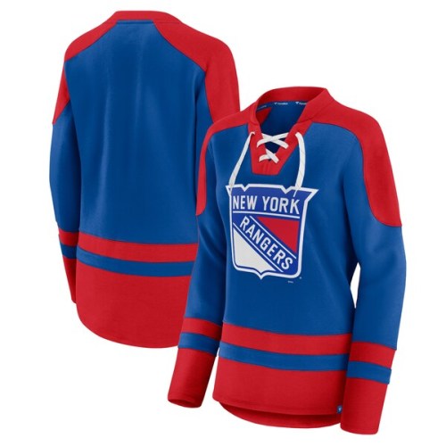 New York Rangers Fanatics Branded Women's Net Gain Fleece V-Neck Pullover Sweatshirt - Blue/Red