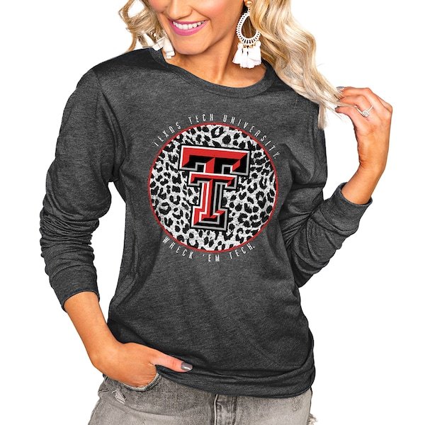 Texas Tech Red Raiders Women's Call the Shots Luxe Boyfriend Long Sleeve T-Shirt - Charcoal