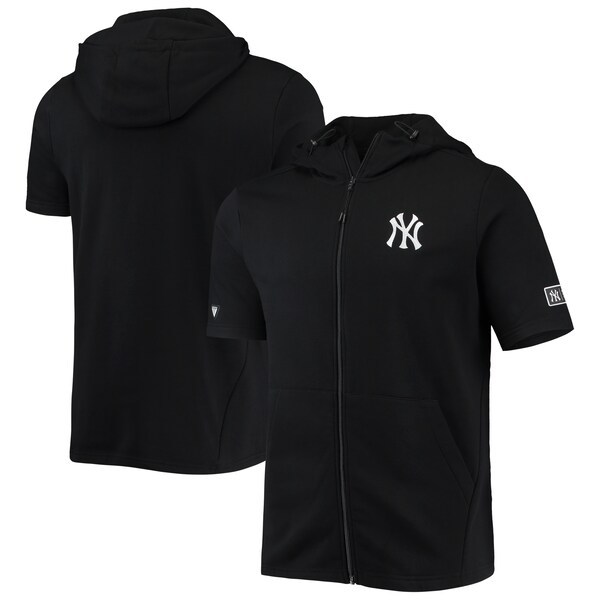 New York Yankees Levelwear Recruit Short Sleeve Full-Zip Hoodie Jacket - Black