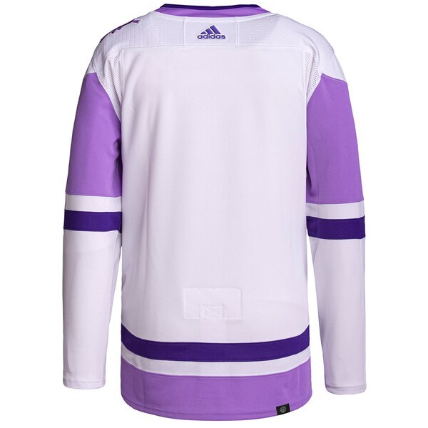 Los Angeles Kings adidas Hockey Fights Cancer Primegreen Authentic Blank Practice Jersey - White/Purple