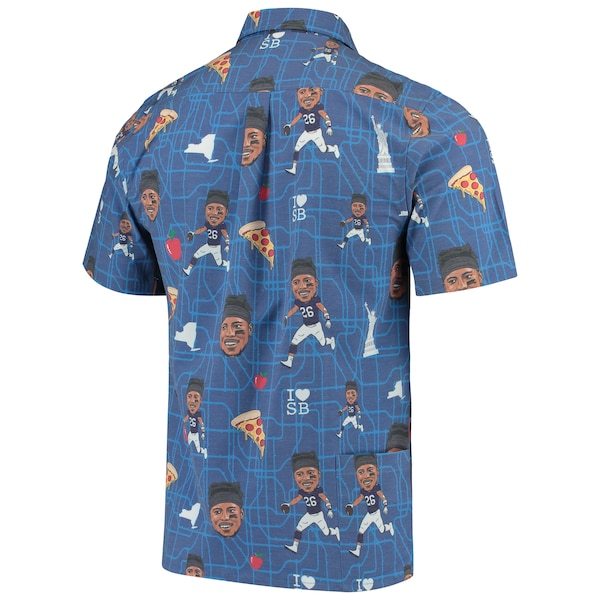 Saquon Barkley New York Giants NFLPA Player Graphic Button-Up Shirt - Royal