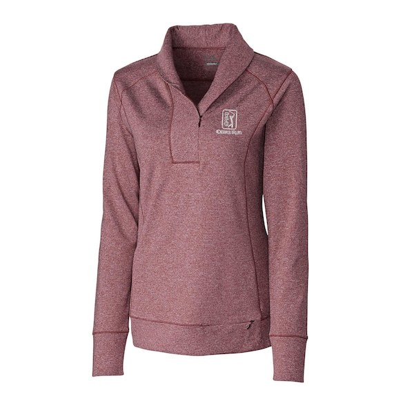 TPC Deere Run Cutter & Buck Women's Shoreline Half-Zip Sweatshirt - Heather Maroon