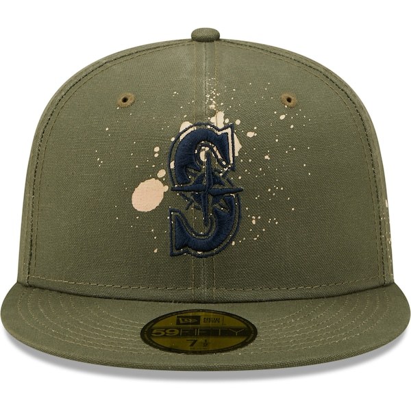 Seattle Mariners New Era Splatter 59FIFTY Fitted Hat - Olive