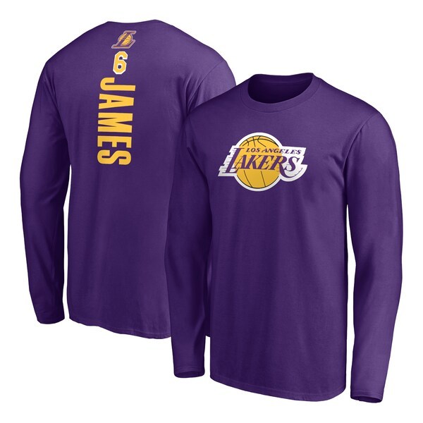 LeBron James Los Angeles Lakers Fanatics Branded Playmaker Name & Number Long Sleeve T-Shirt - Purple