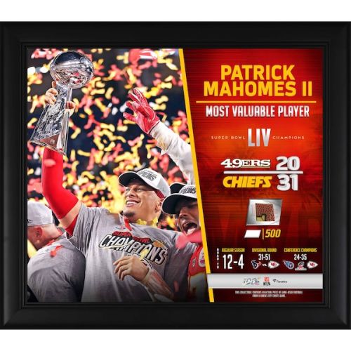 Patrick Mahomes Kansas City Chiefs Fanatics Authentic Framed 15" x 17" Super Bowl LIV MVP Collage with a Piece of Game-Used Football - Limited Edition of 500