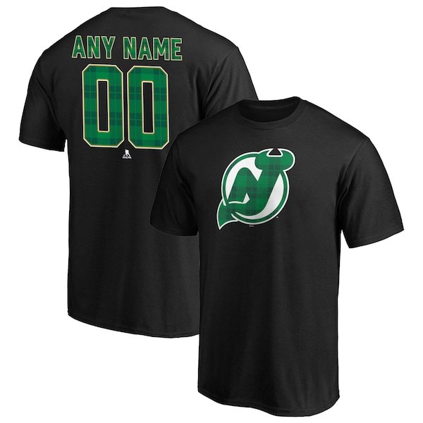 New Jersey Devils Fanatics Branded Emerald Plaid Personalized Name & Number T-Shirt - Black