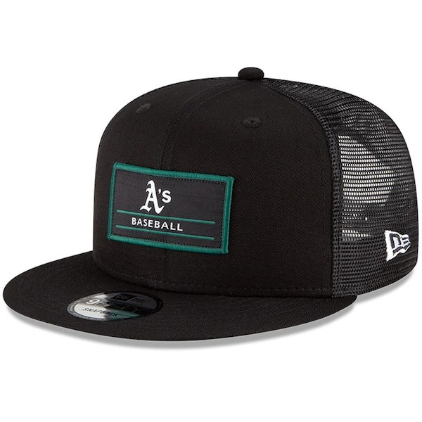 Oakland Athletics New Era Deck Trucker 9FIFTY Snapback Hat - Black