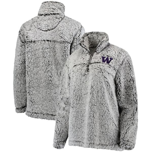 Washington Huskies Women's Sherpa Super Soft Quarter-Zip Pullover Jacket - Gray