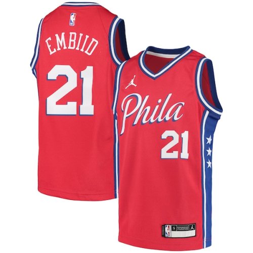 Joel Embiid Philadelphia 76ers Jordan Brand Youth 2020/21 Swingman Player Jersey - Statement Edition - Red