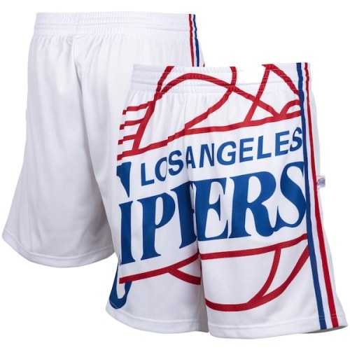 LA Clippers Mitchell & Ness Hardwood Classics Big Face 2.0 Shorts - White