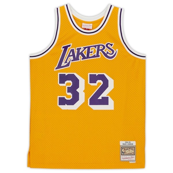 Magic Johnson Los Angeles Lakers Fanatics Authentic Autographed Gold Mitchell & Ness Hardwood Classics Swingman Jersey