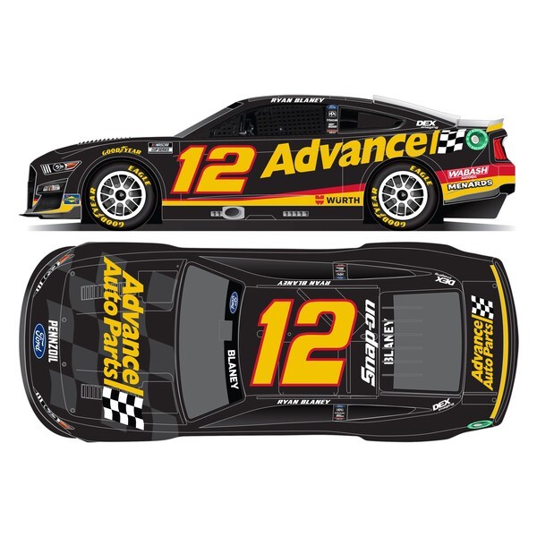 Ryan Blaney Action Racing 2022 #12 Advance Auto Parts 1:24 Elite Die-Cast Ford Mustang