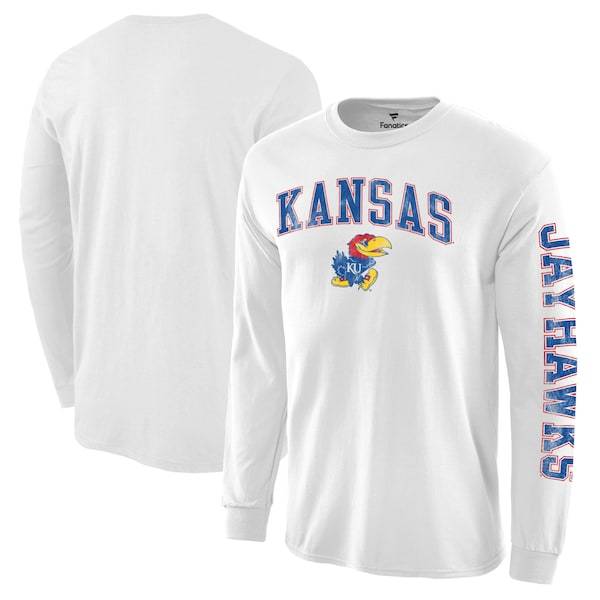 Kansas Jayhawks Distressed Arch Over Logo Long Sleeve Hit T-Shirt - White