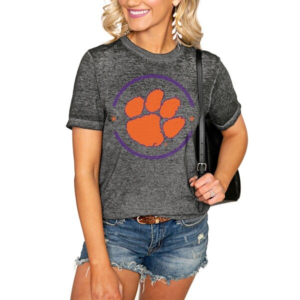 Clemson Tigers Women's End Zone Boyfriend T-Shirt - Charcoal