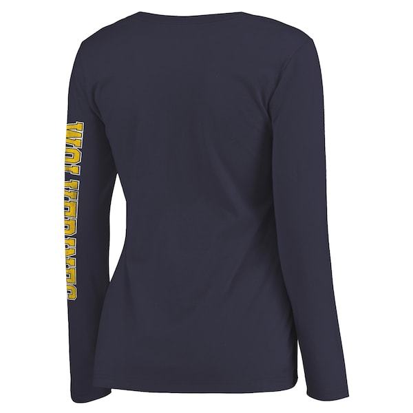 Michigan Wolverines Fanatics Branded Women's Arch Over Logo Scoop Neck Long Sleeve T-Shirt - Navy