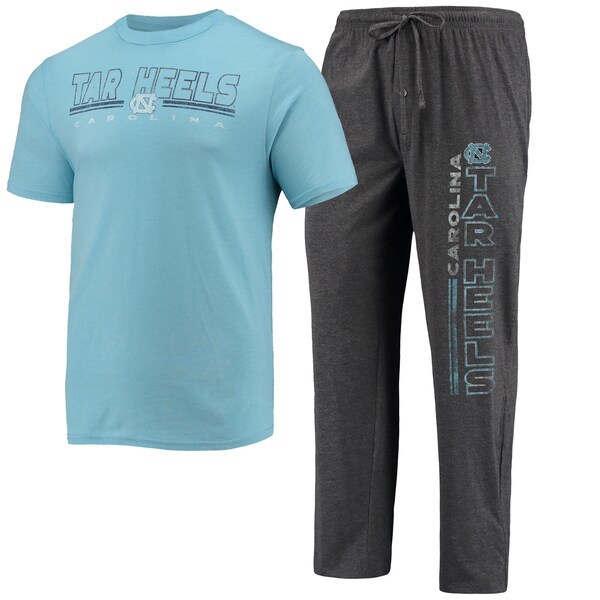 North Carolina Tar Heels Concepts Sport Meter T-Shirt & Pants Sleep Set - Heathered Charcoal/Carolina Blue