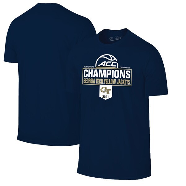 Georgia Tech Yellow Jackets Original Retro Brand 2021 ACC Men's Basketball Conference Tournament Champions Locker Room T-Shirt - Navy