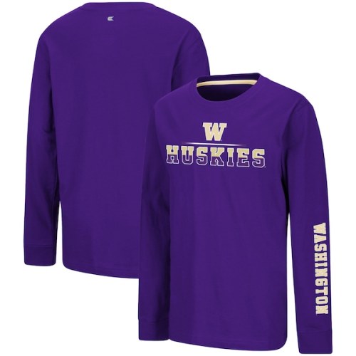 Washington Huskies Colosseum Youth Two-Hit Long Sleeve T-Shirt - Purple