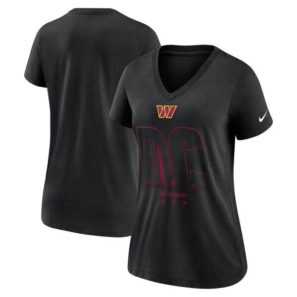 Washington Commanders Nike Women's Tri-Blend V-Neck T-Shirt - Heathered Black