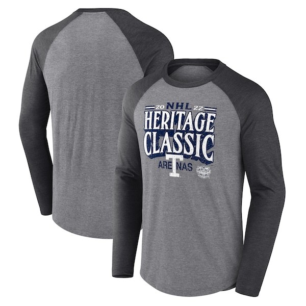 Toronto Maple Leafs Fanatics Branded 2022 NHL Heritage Classic Team Vintage Long Sleeve Tri-Blend Raglan T-Shirt - Heathered Gray