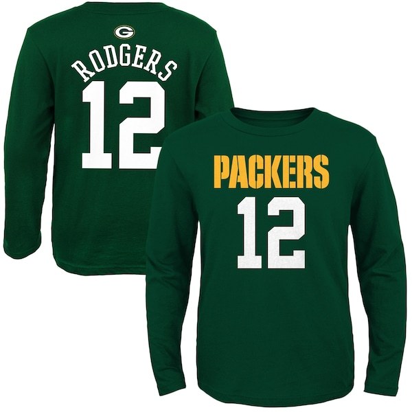 Aaron Rodgers Green Bay Packers Youth Primary Gear Name & Number Long Sleeve T-Shirt - Green