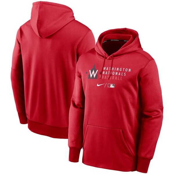 Washington Nationals Nike Authentic Collection Logo Stack Performance Pullover Hoodie - Red