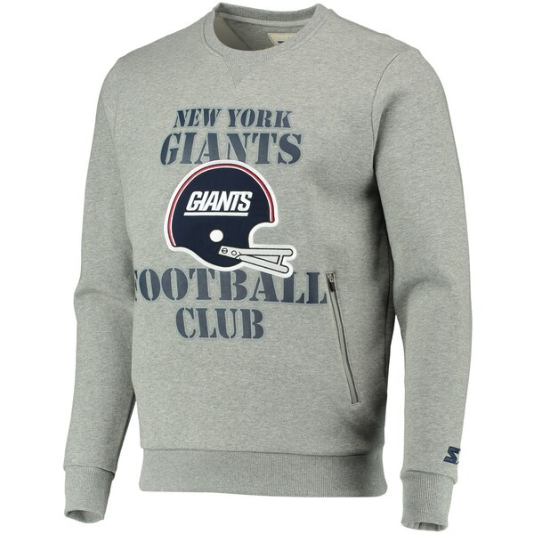 New York Giants Starter Locker Room Throwback End Zone Pullover Sweatshirt - Gray